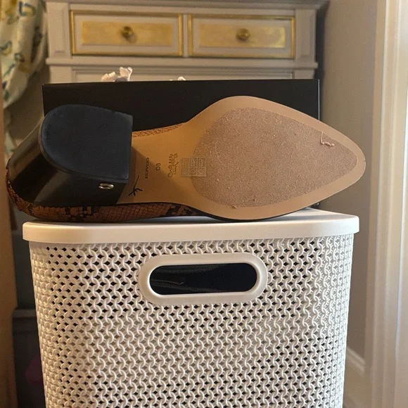 Caramel Brown Snake Print Heeled Boots - Picture 3 of 4